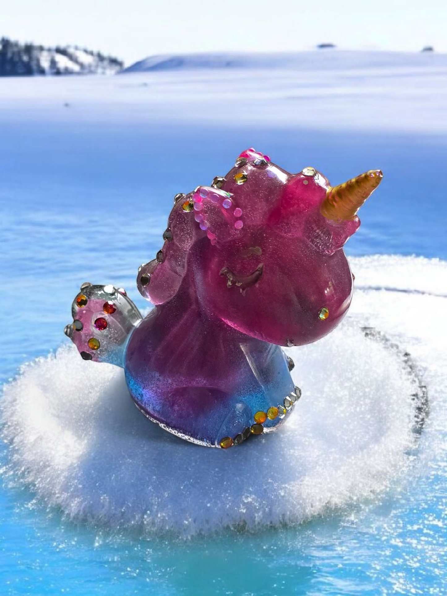 Unicorn figurine pink and blue