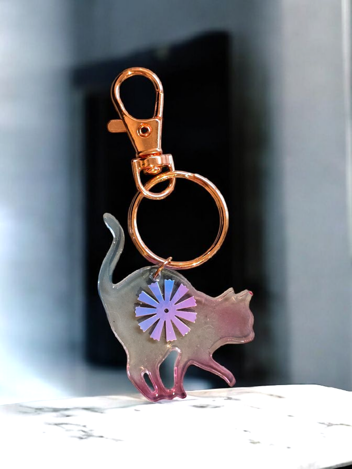 Keycharm Cat pink and blue