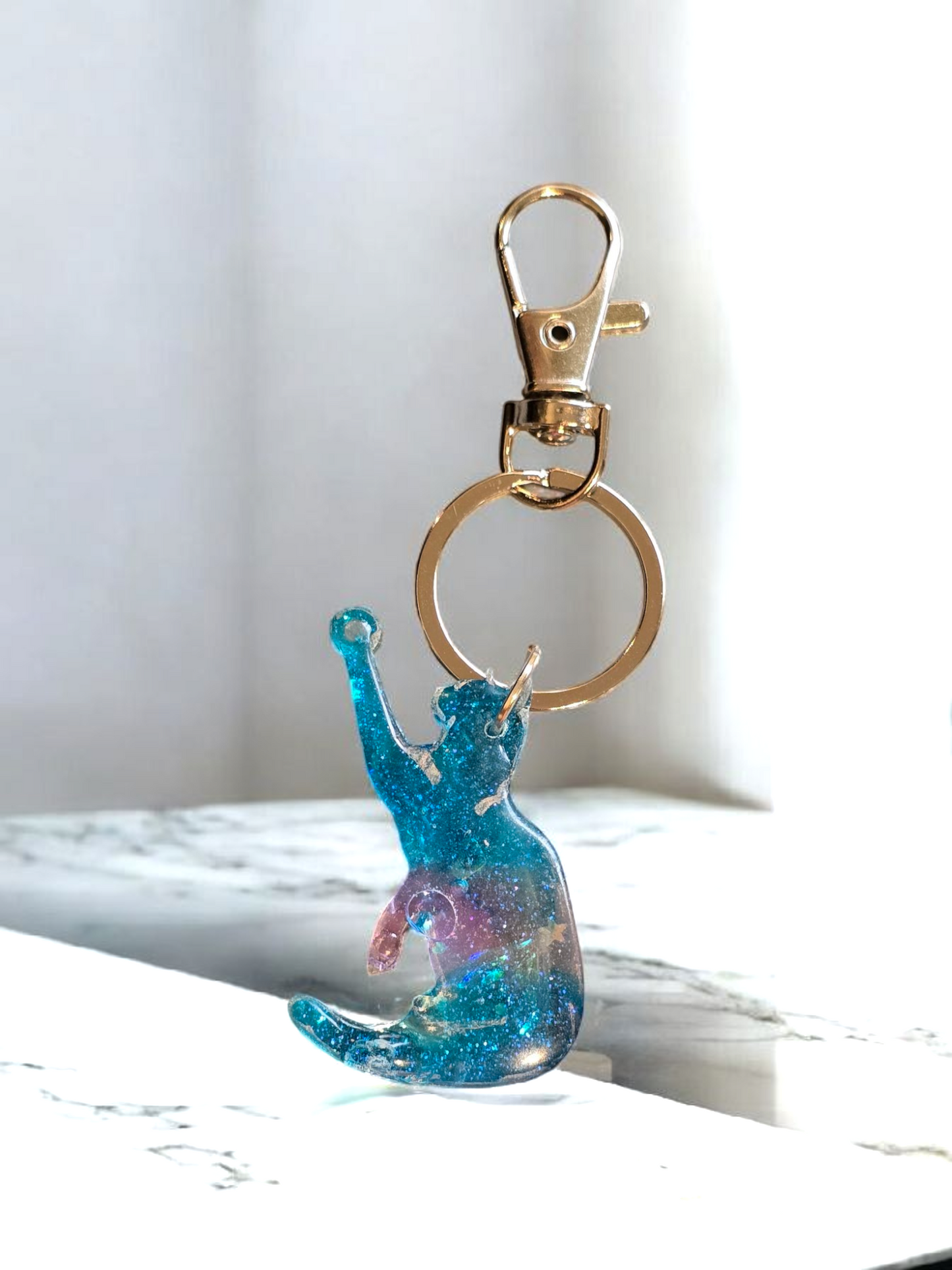 Keycharm Cat pink and blue
