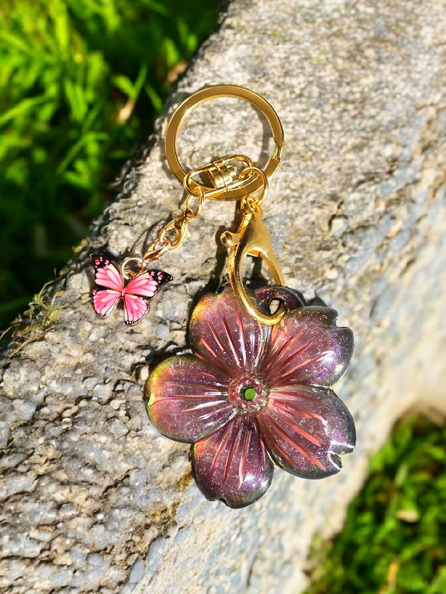 Keycharm pink flower
