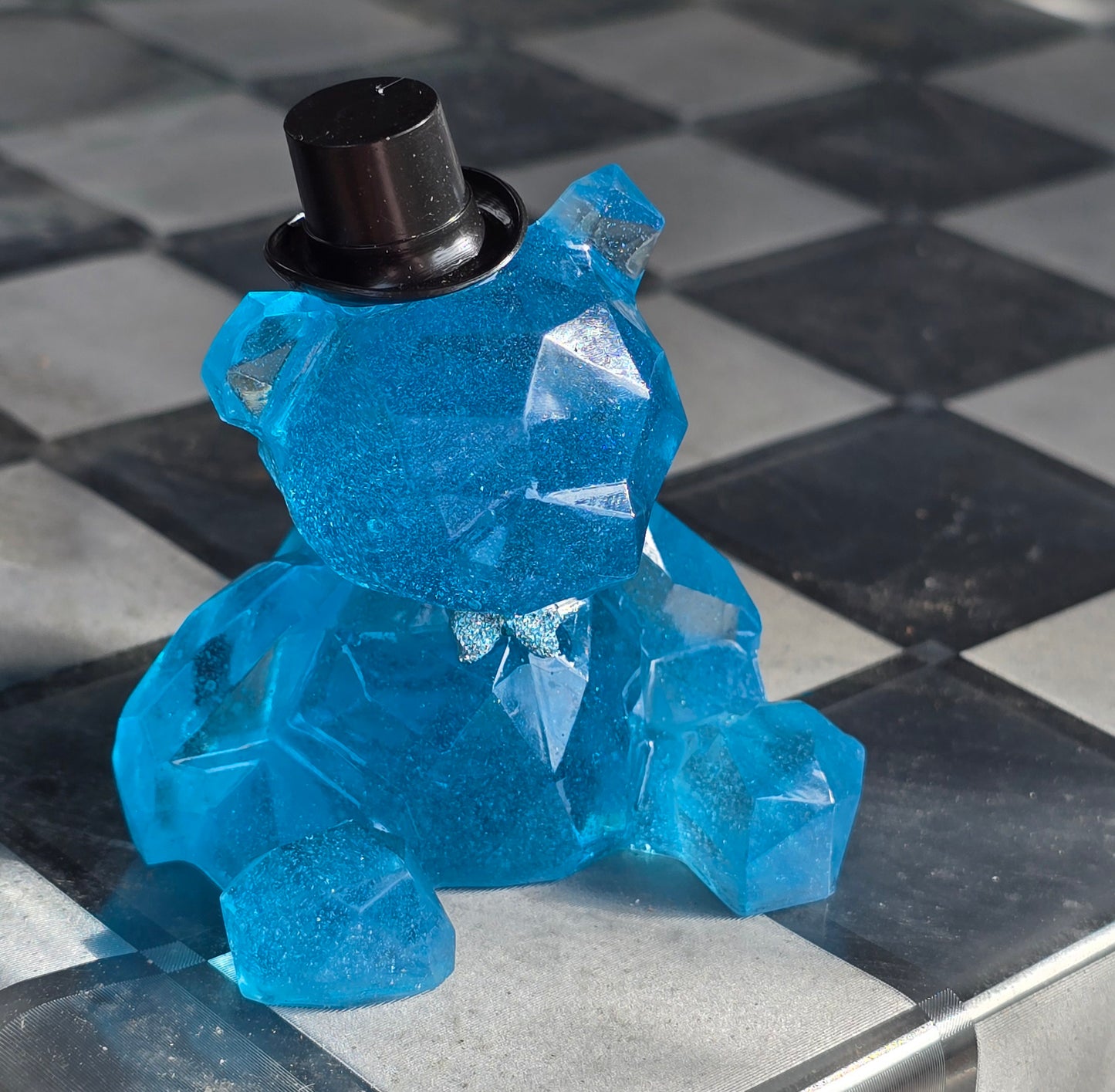 Teddy bear turquoise geometric with hat