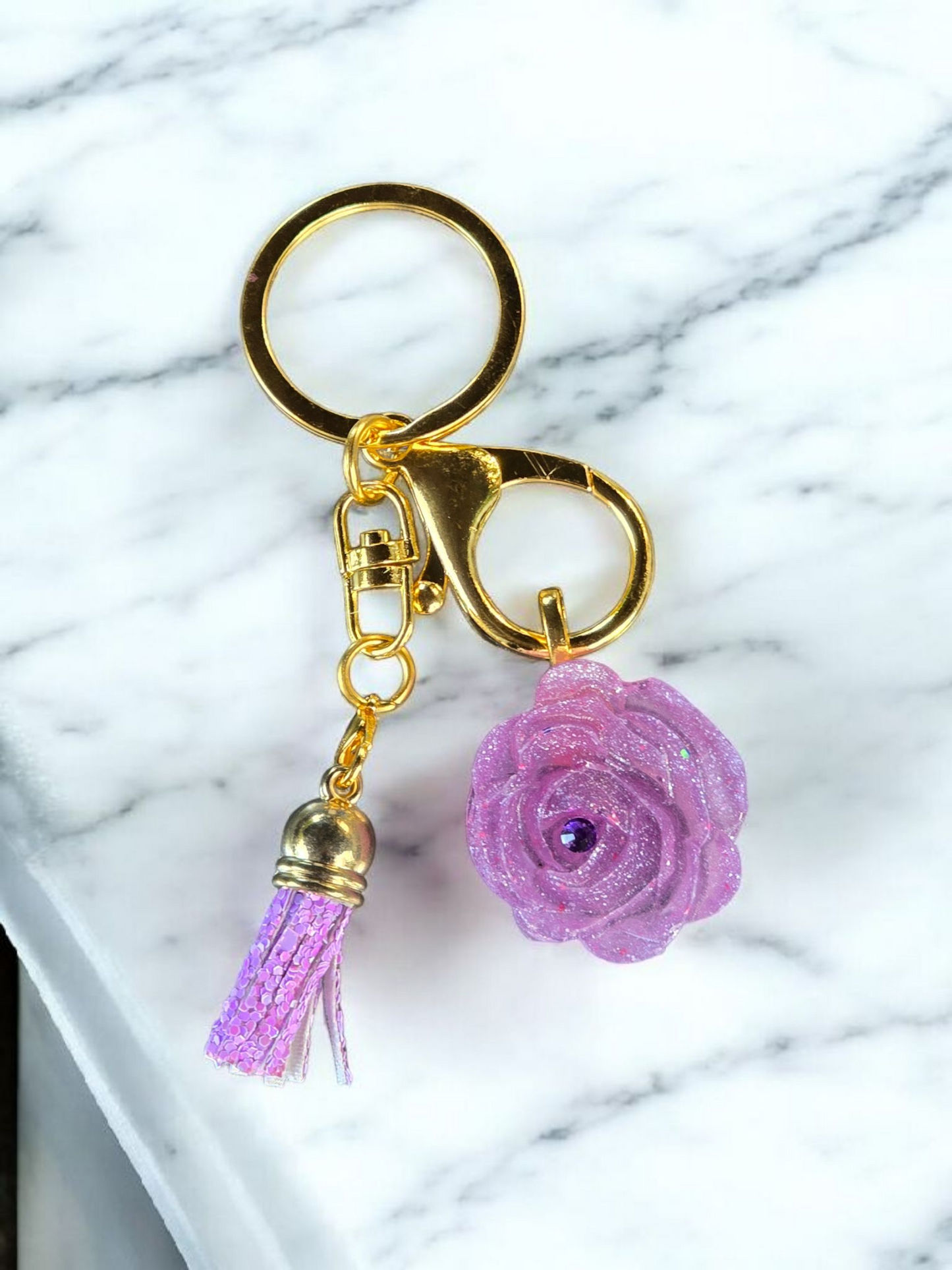 Keycharm purple flower and tassel