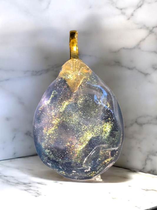 Pendant water ripple blues, gold