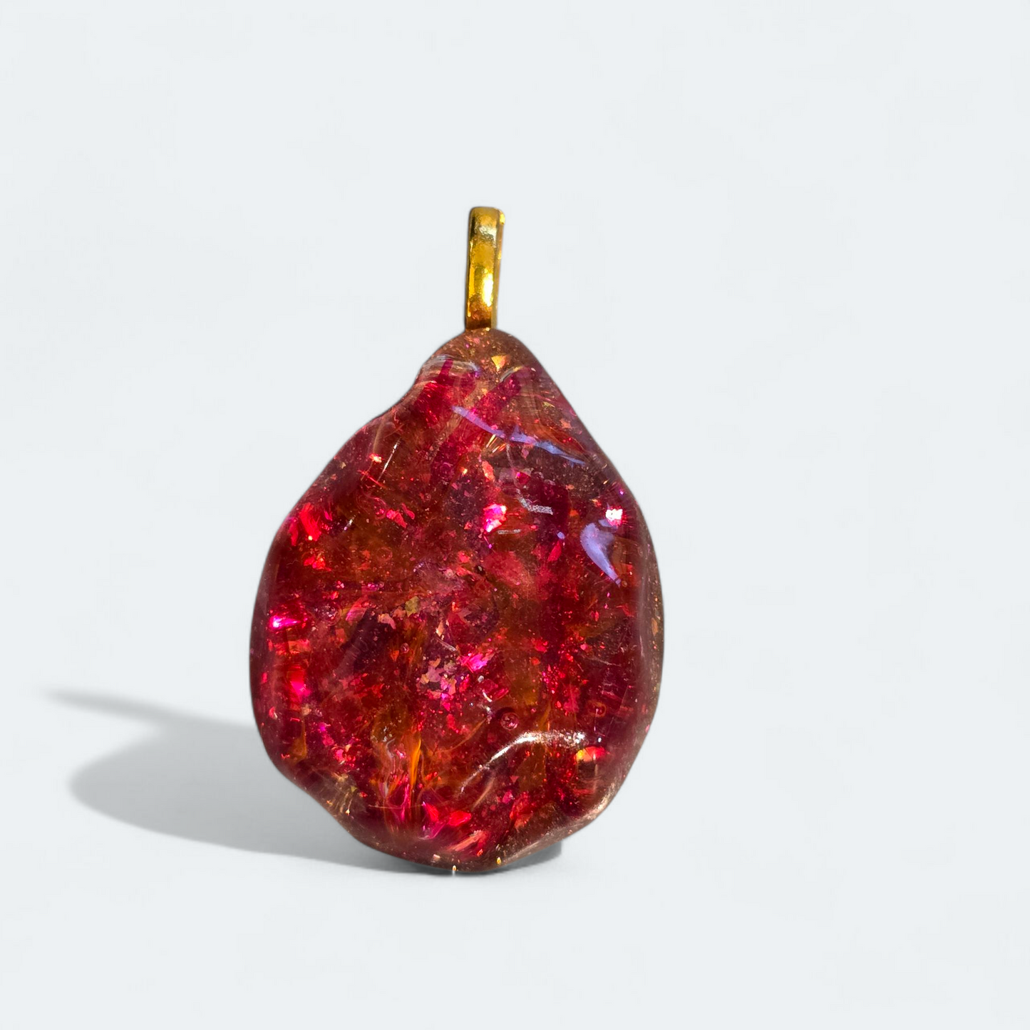 Pendant water ripple red and gold