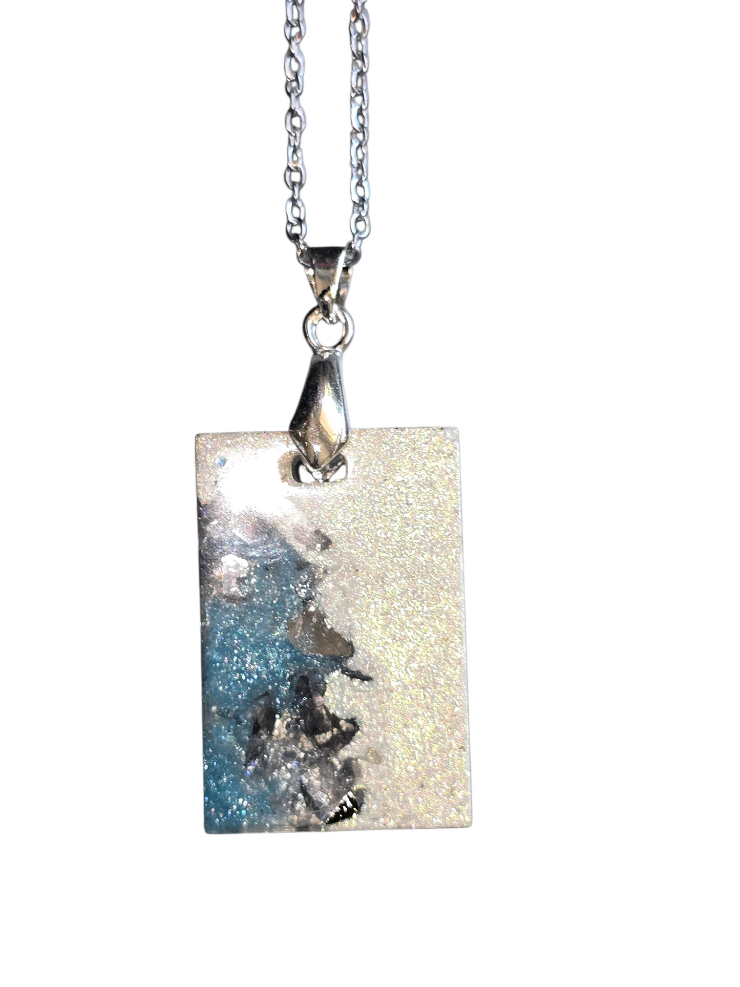 PENDANT blue, sparkling silver and white