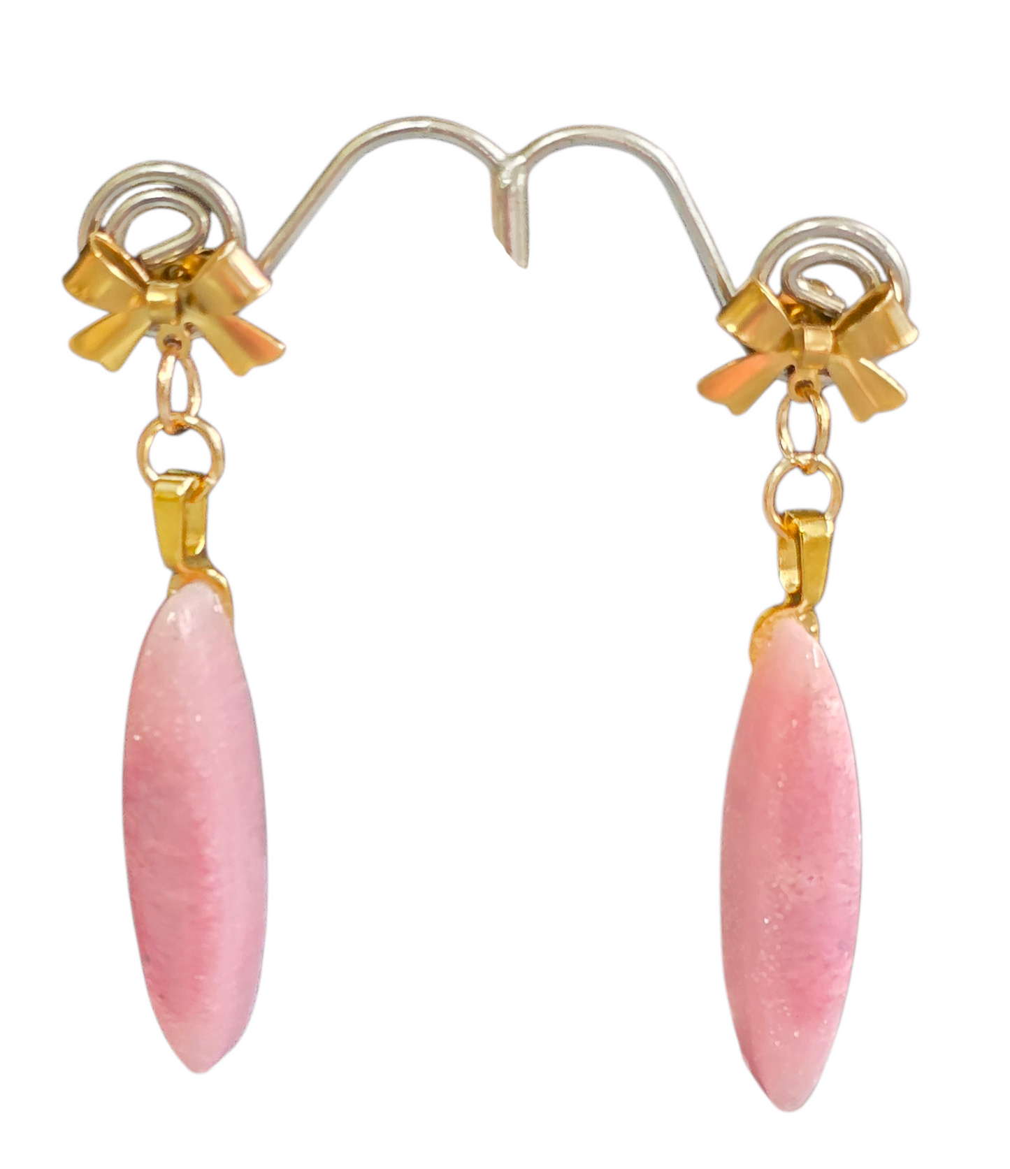 Earrings dangling pink marble