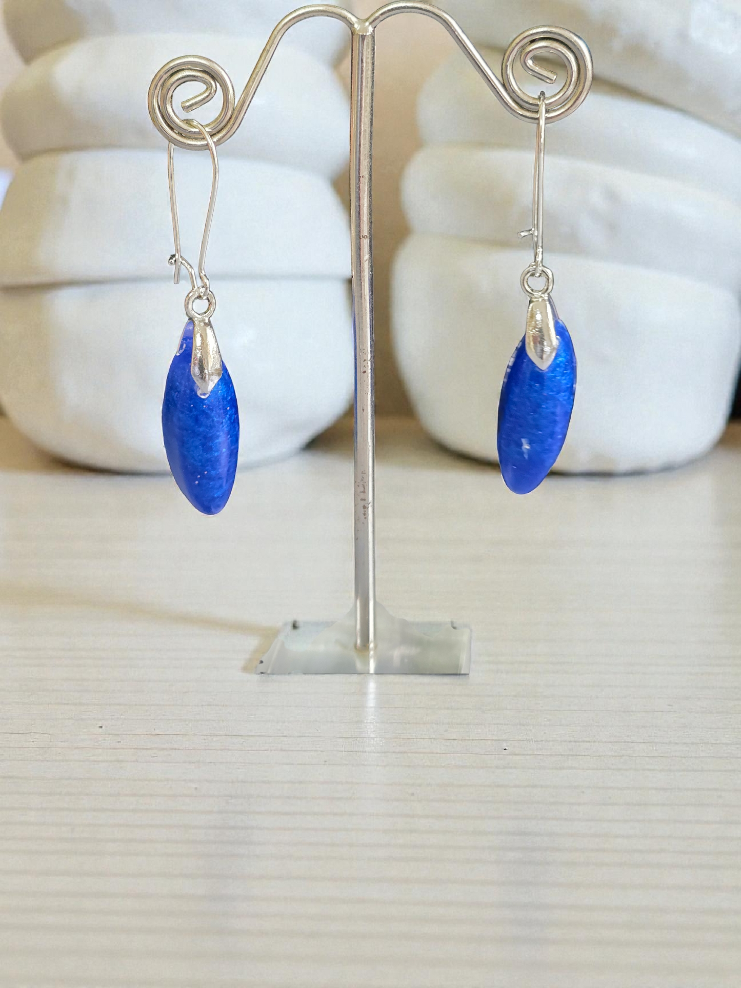 Earrings dangling royal blue