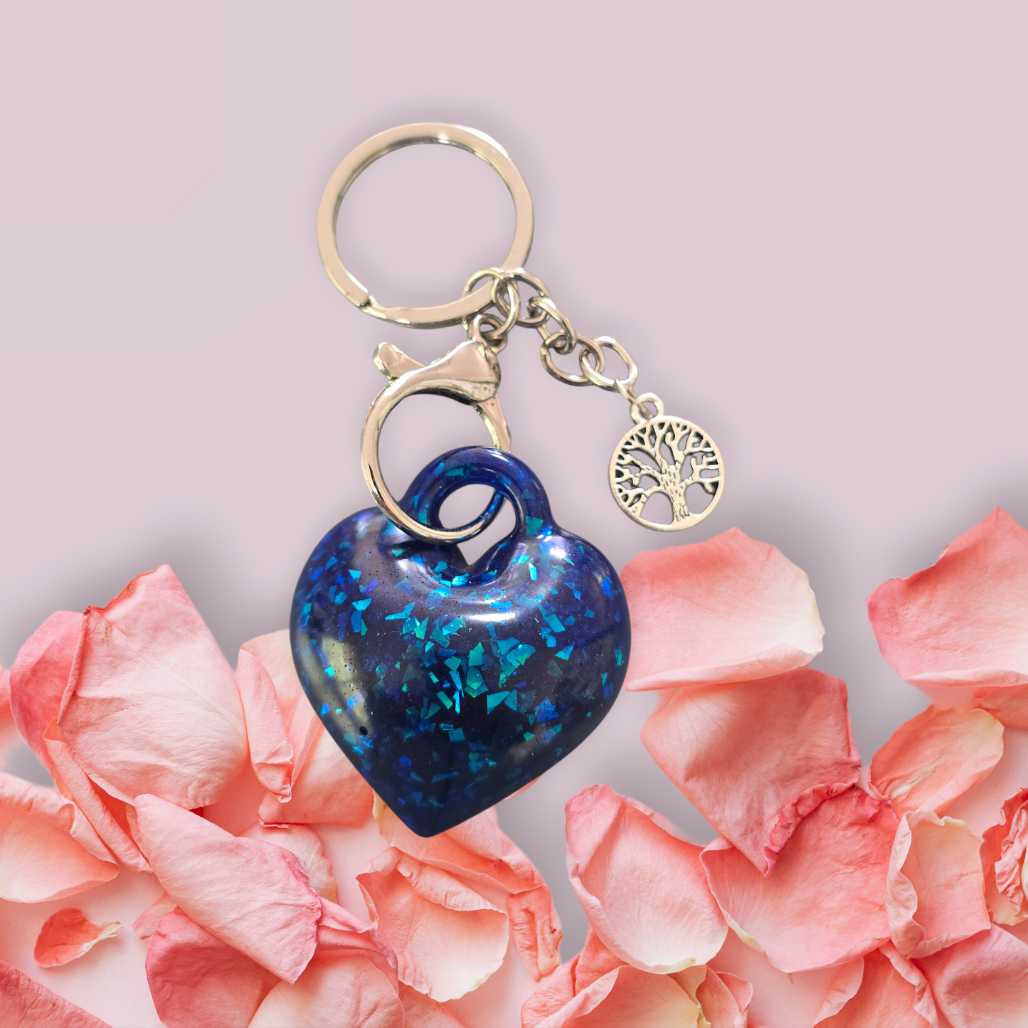 Keycharm puffy heart dark blue