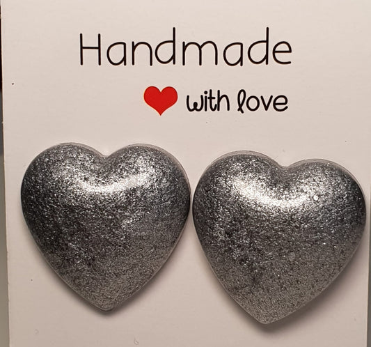 Earrings Rounded Heart Silver Grey