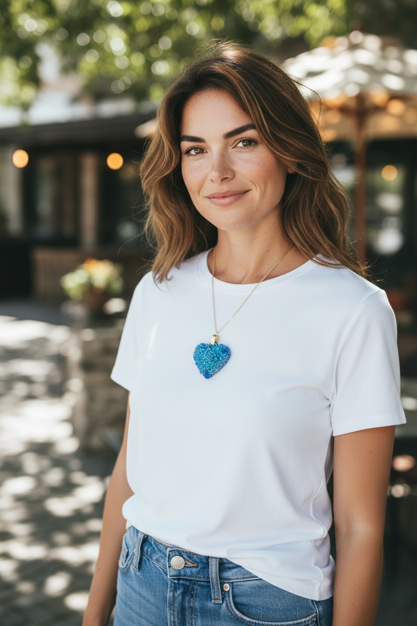 Pendant blue floral heart