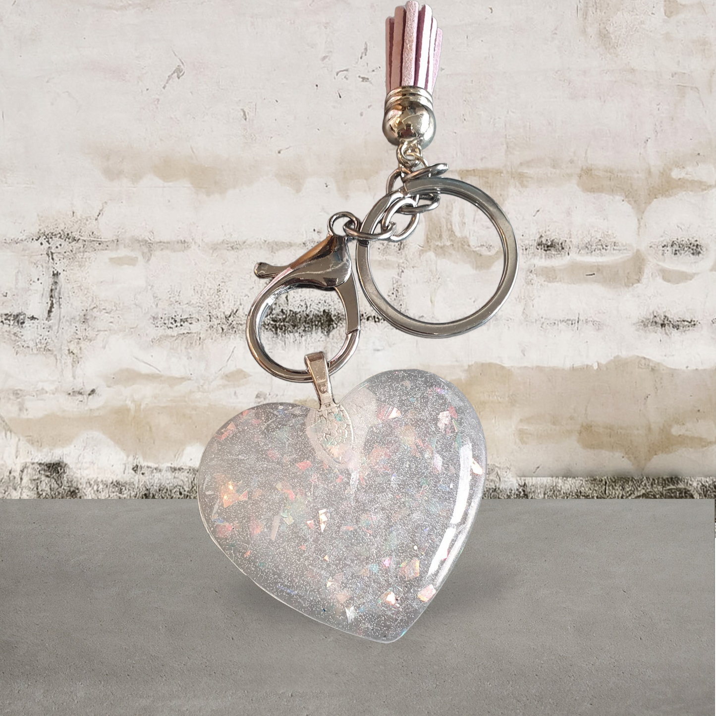 Key Charm Rounded heart with Crystal and Tassel - Mystique