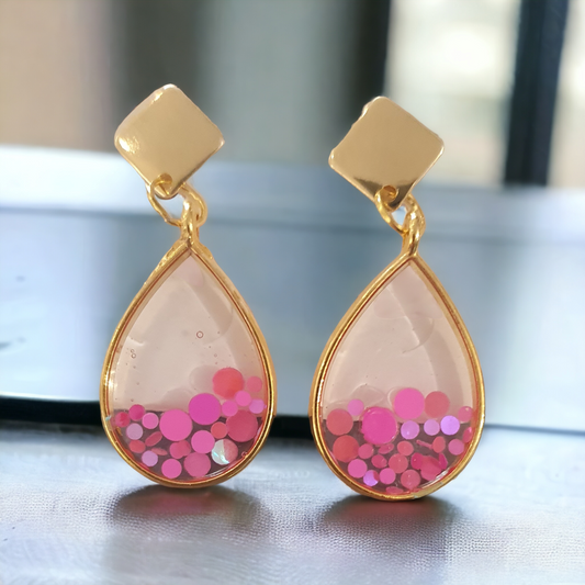 Earrings Gold Magenta