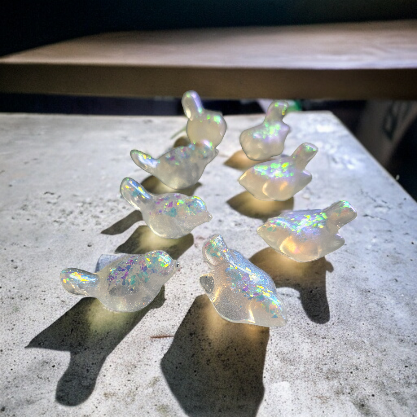 Birds per pair rainbow colours 4.5cm x 2.5cm