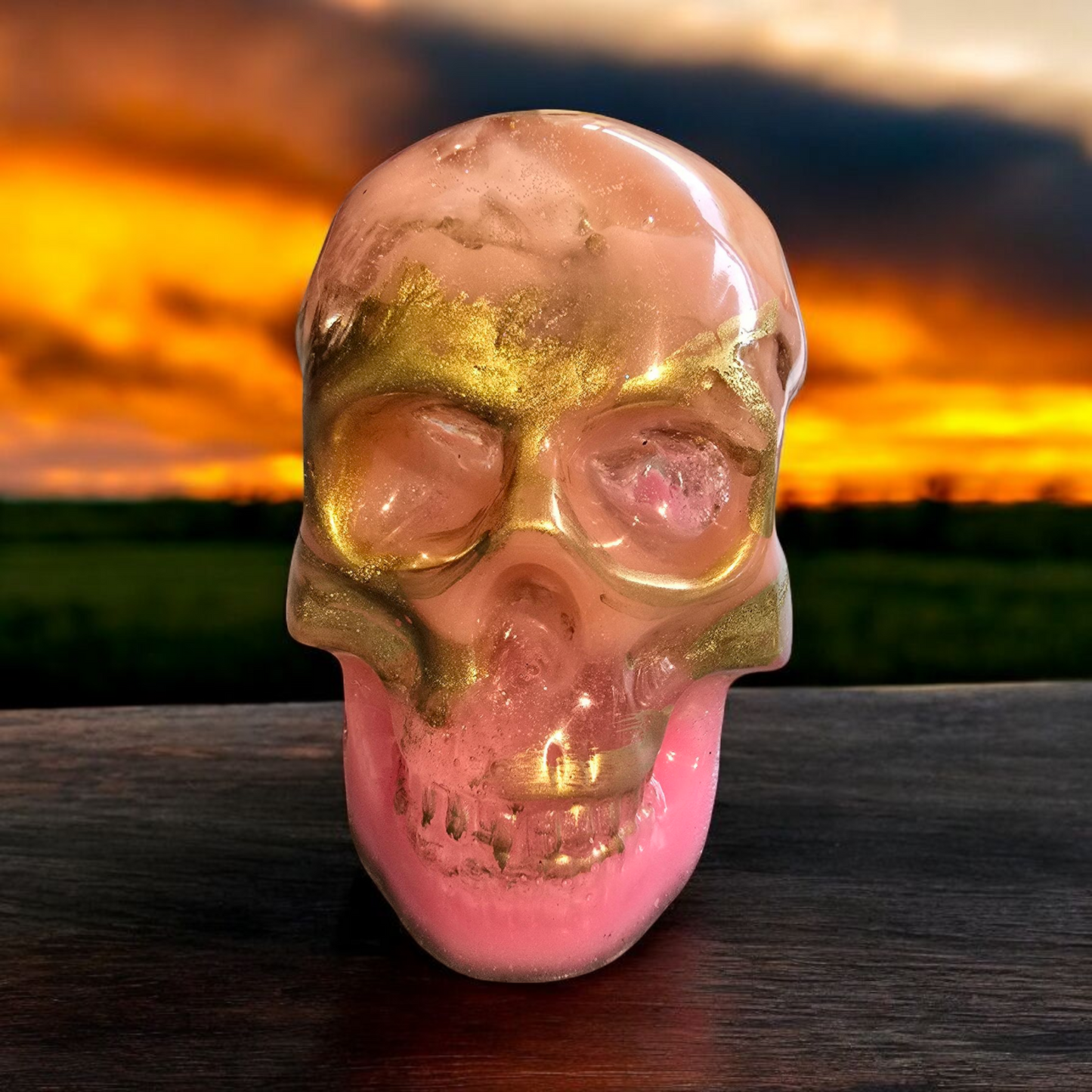 Scull pink and gold large