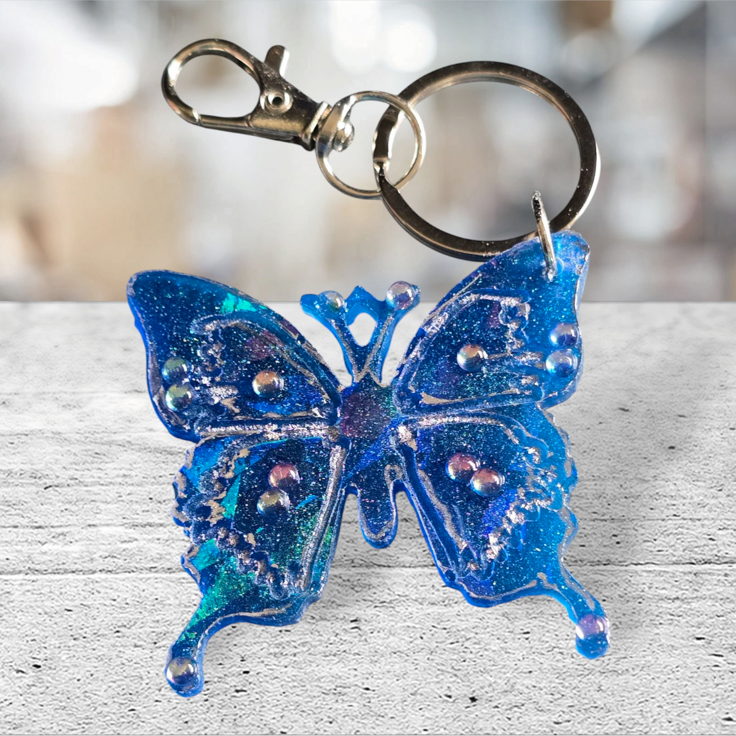 Keycharm butterfly blue