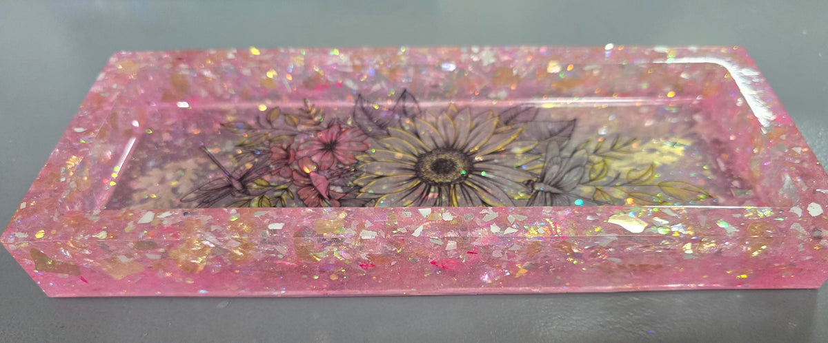 Tray pink with gold