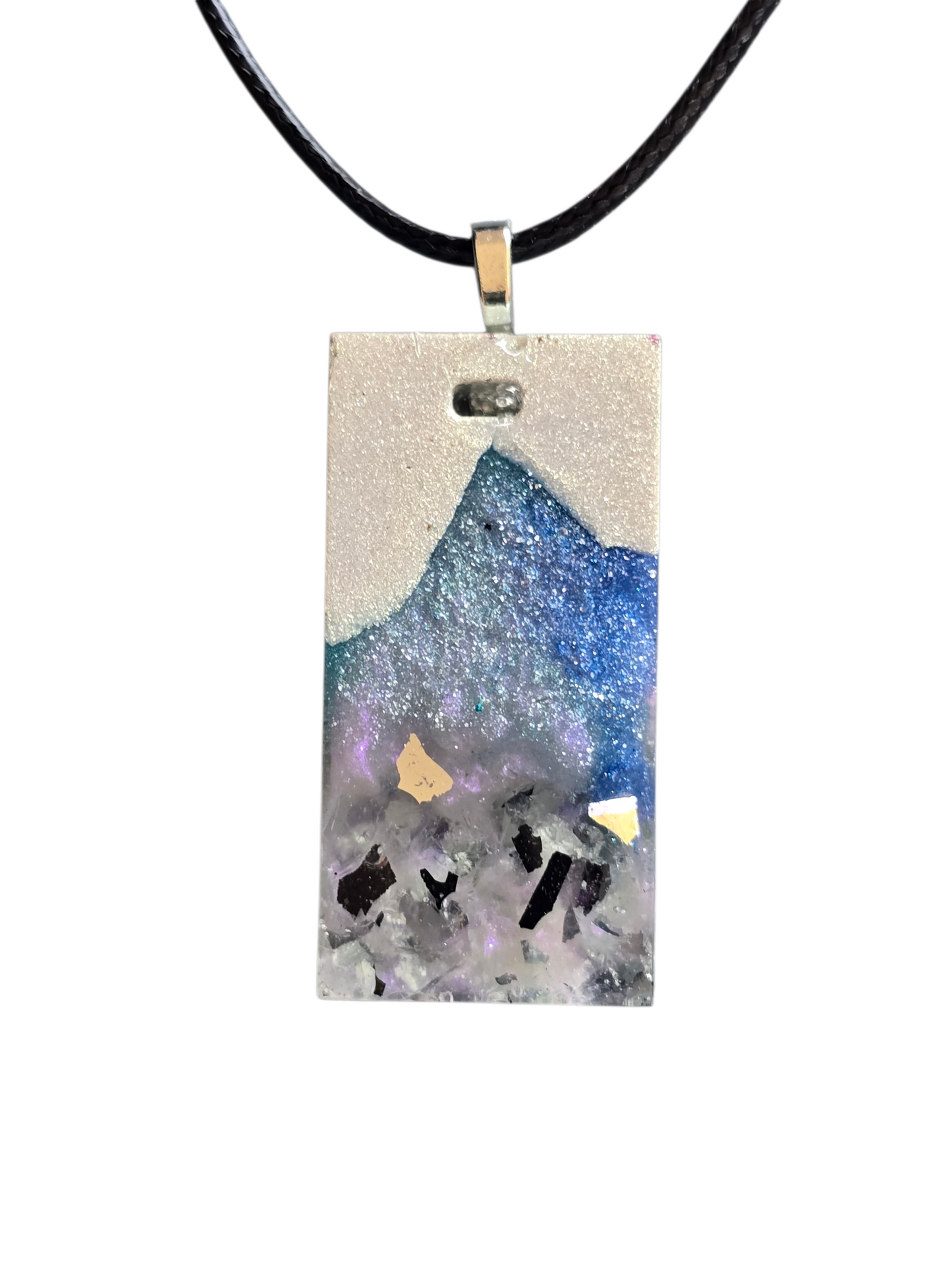 Pendant sparkling silver, blue, lilac and white