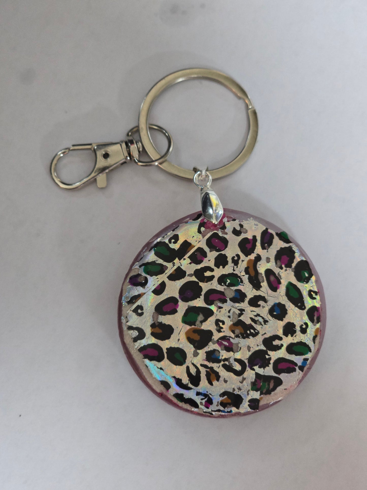 Keyring shocking pink glitter