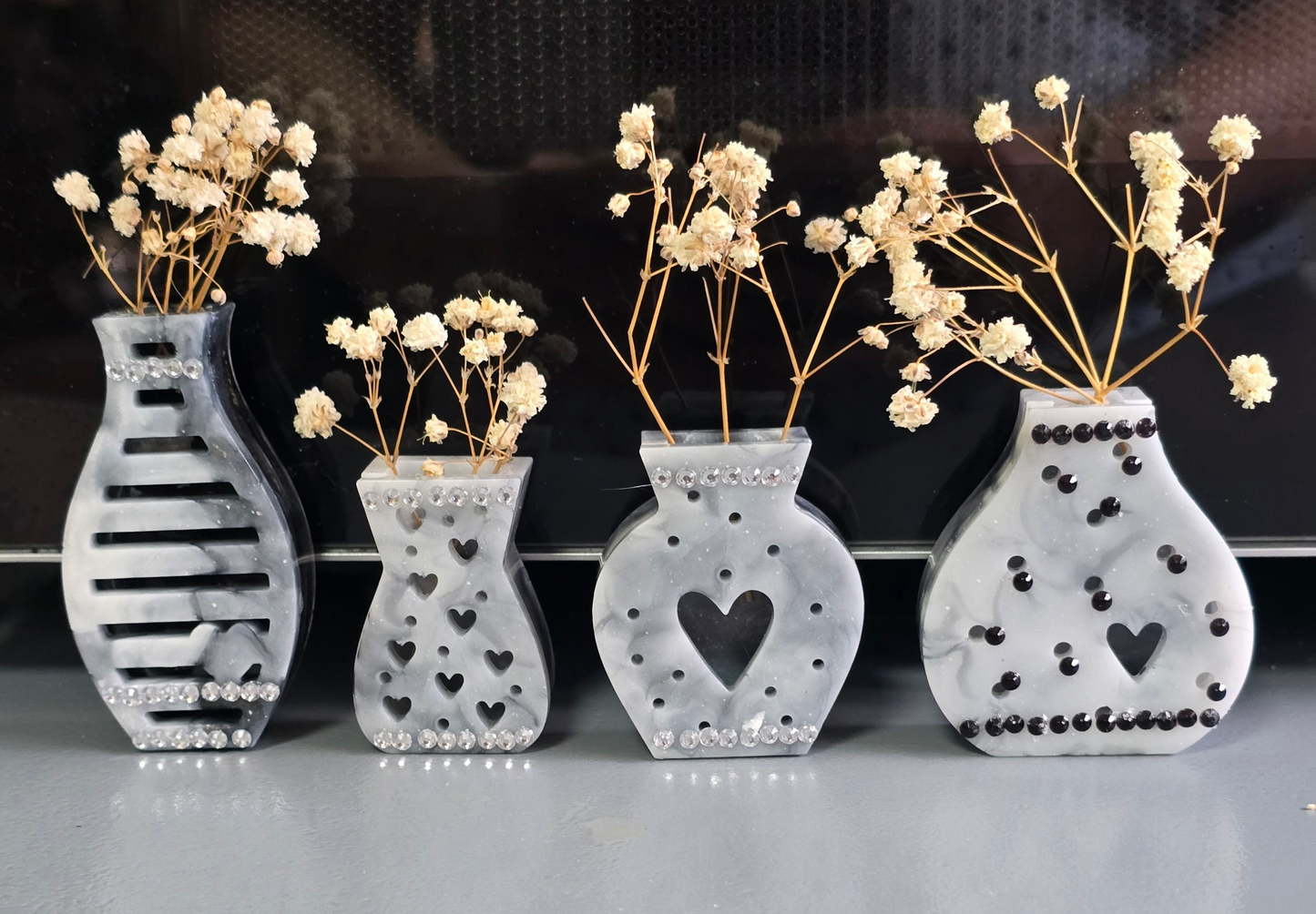 Fridge magnets flower vase set of 4