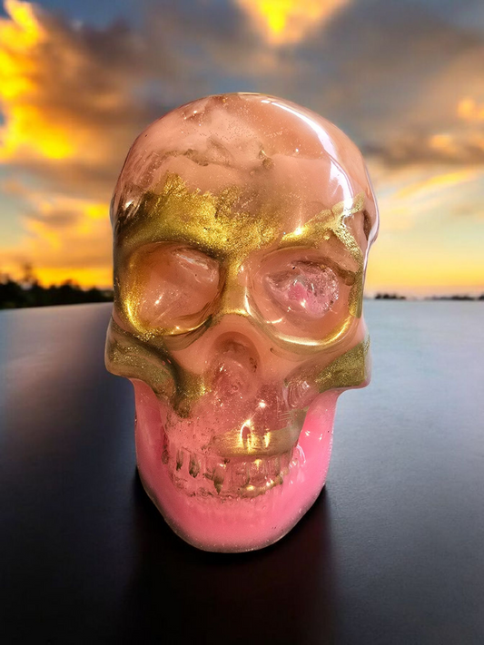 Scull pink and gold large