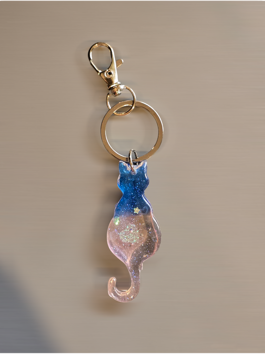 Keycharm Cat pink and blue