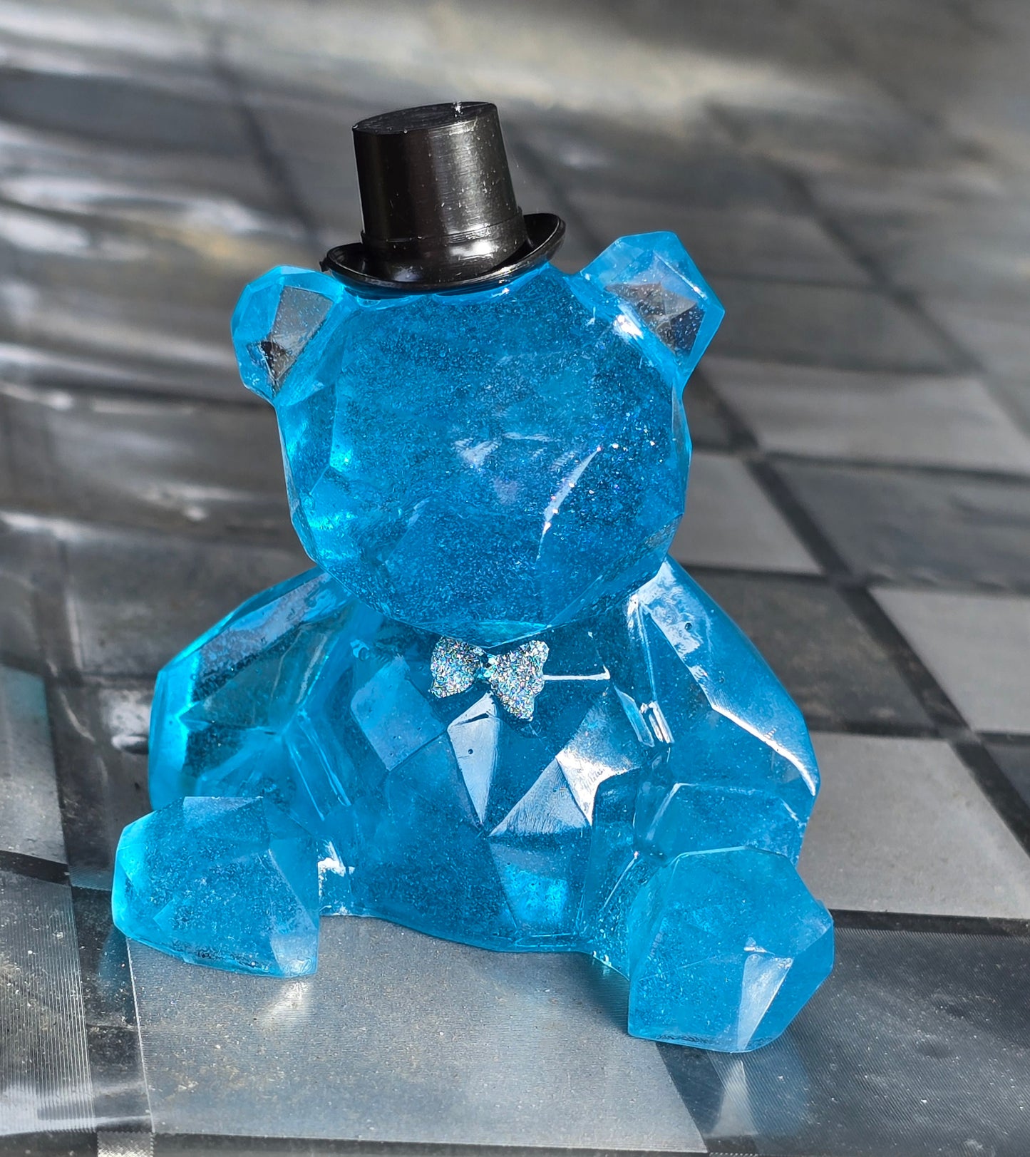 Teddy bear turquoise geometric with hat