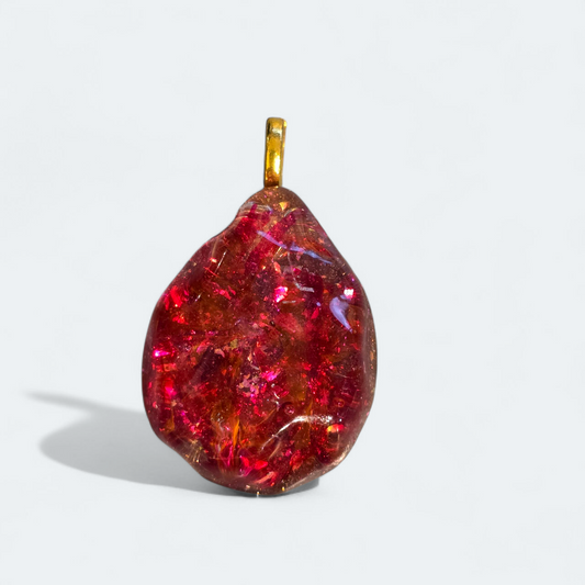 Pendant water ripple red and gold