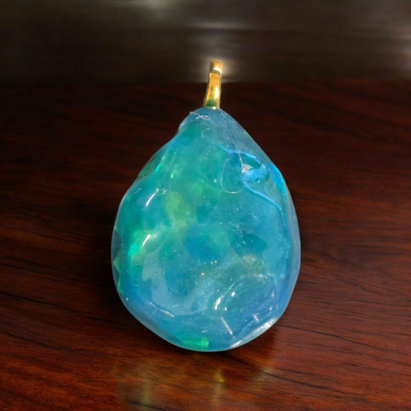 Pendant water ripple turquoise green