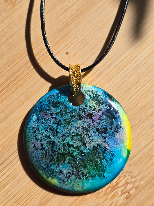 Pendant blues, turquoise,  yellow,  lilac