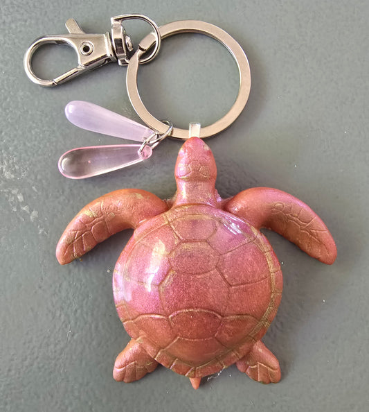 Keycharm turtle coral pink