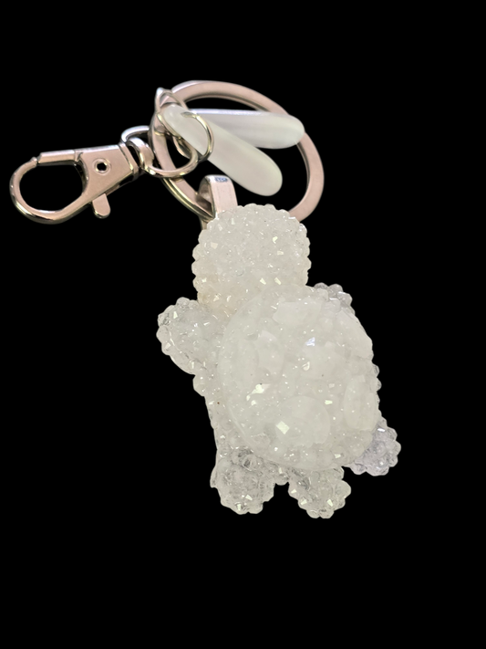 Keyring turtle crystal pure white