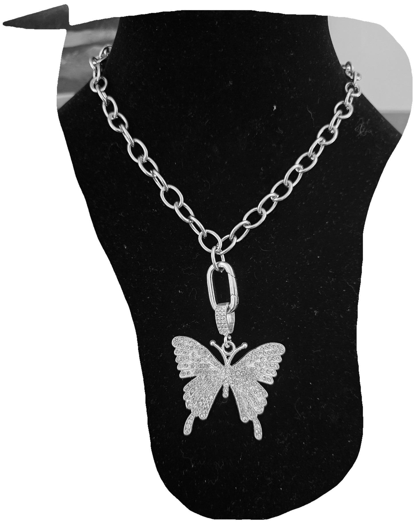 Pendant silver chain with crystal butterfly