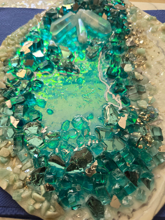 Napkin Holder geode style turquoise