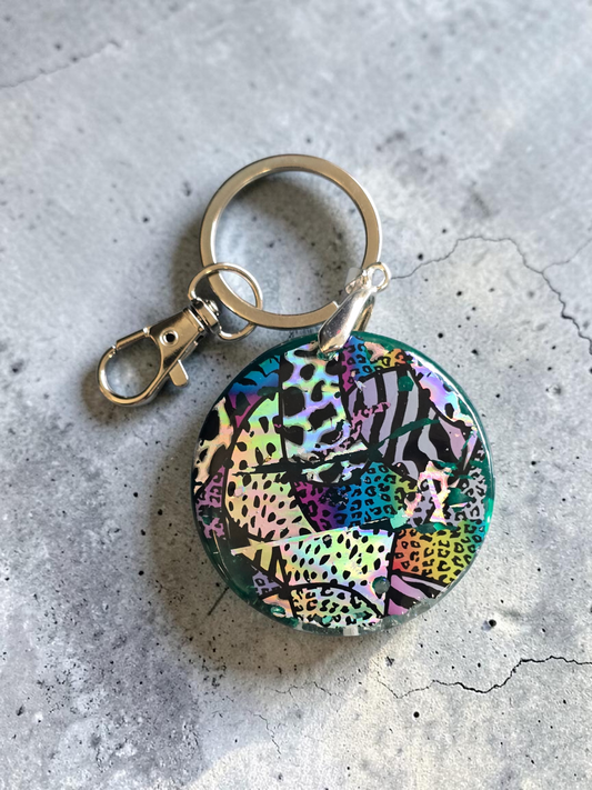 Keycharm animal print holographic