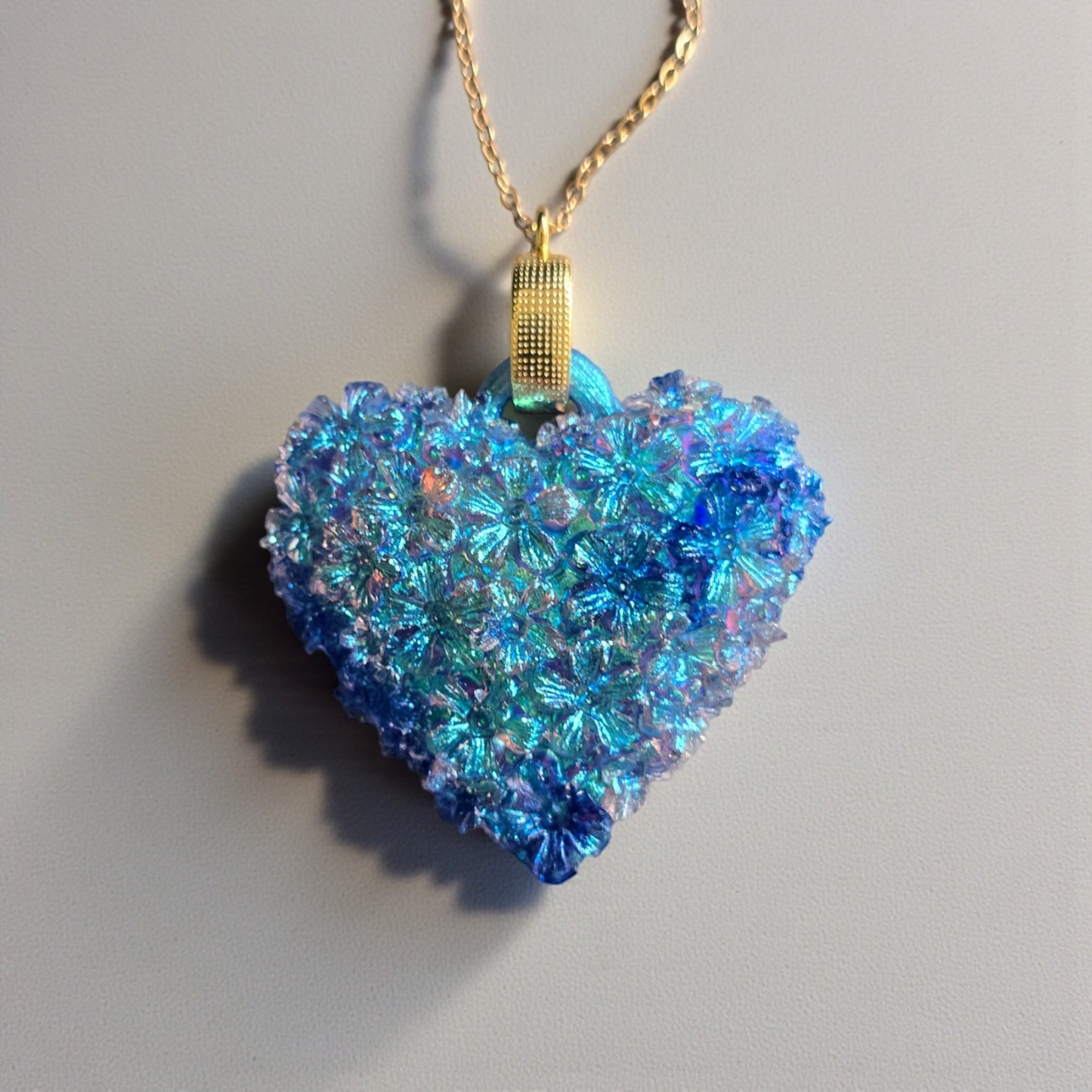 Pendant blue floral heart