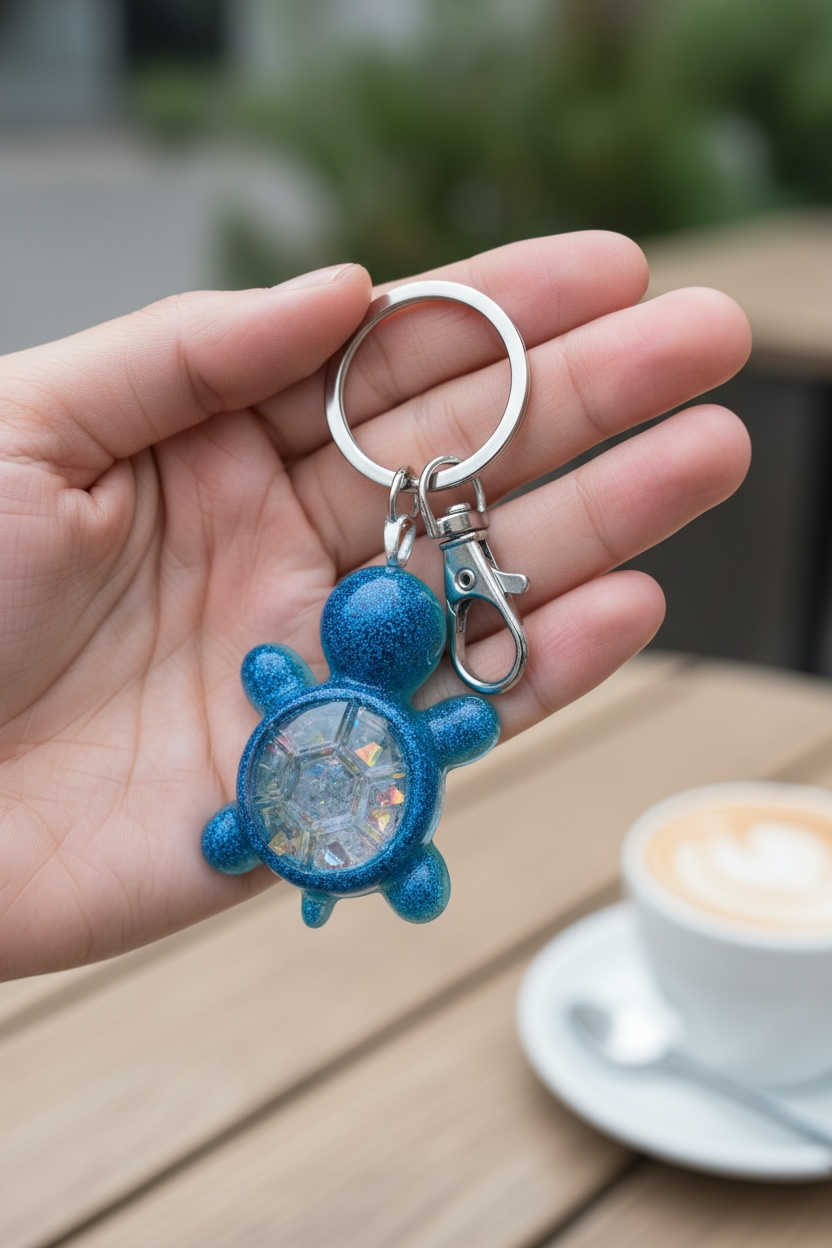 Keycharm turtle light blue shaker
