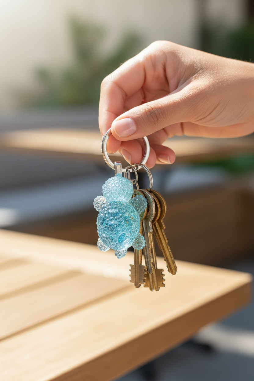 Keyring turquoise sparkling tortoise