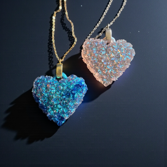 Pendant blue floral heart