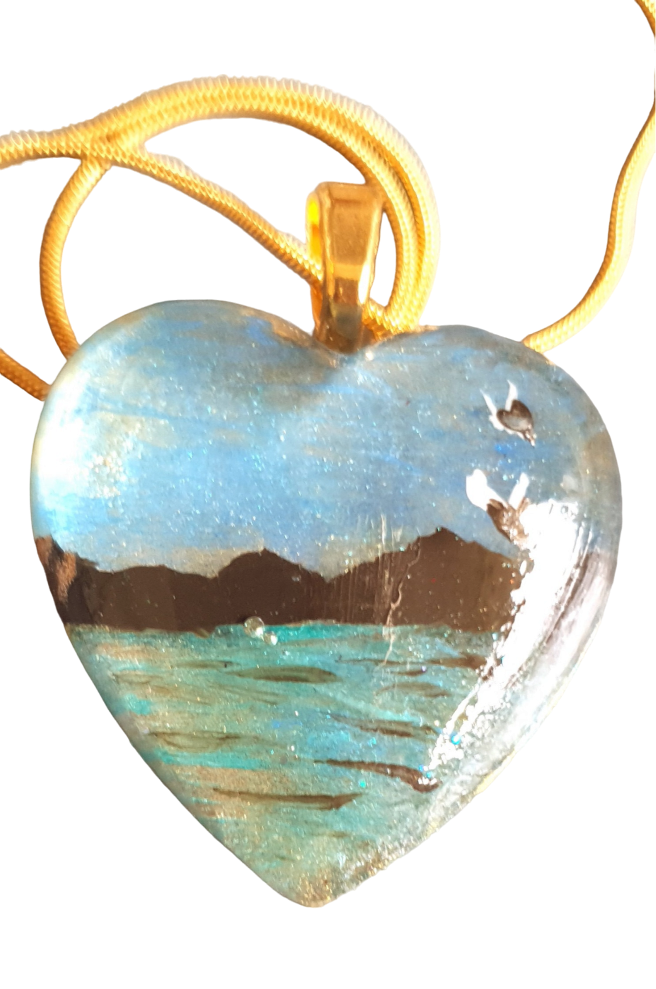 Pendant heart sml hand painted sea scene