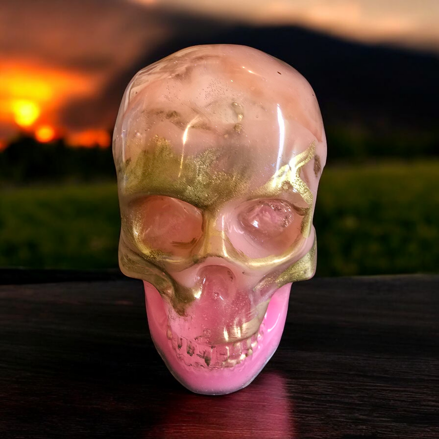 Scull pink and gold large