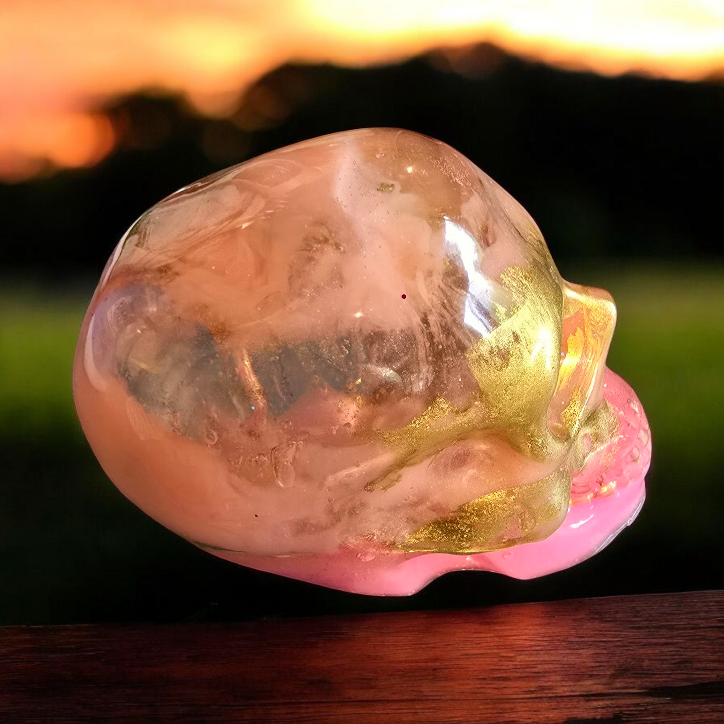 Scull pink and gold large