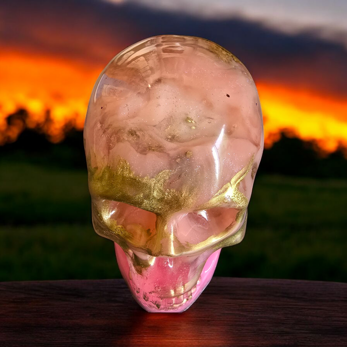 Scull pink and gold large