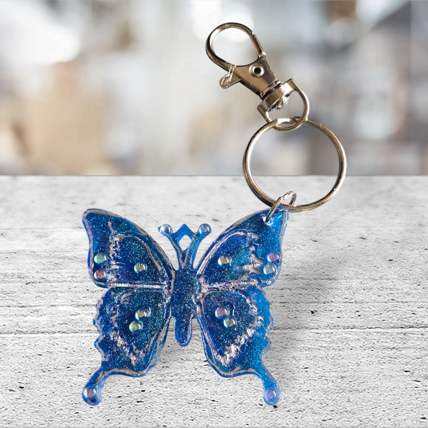 Keycharm butterfly blue