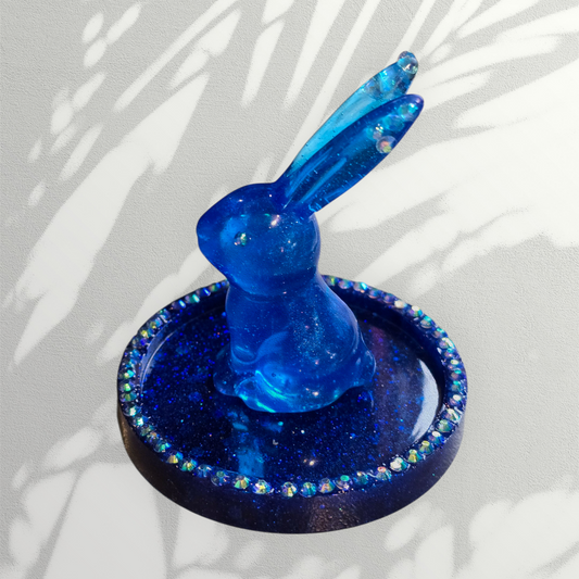Bunny ring holder cobalt blue