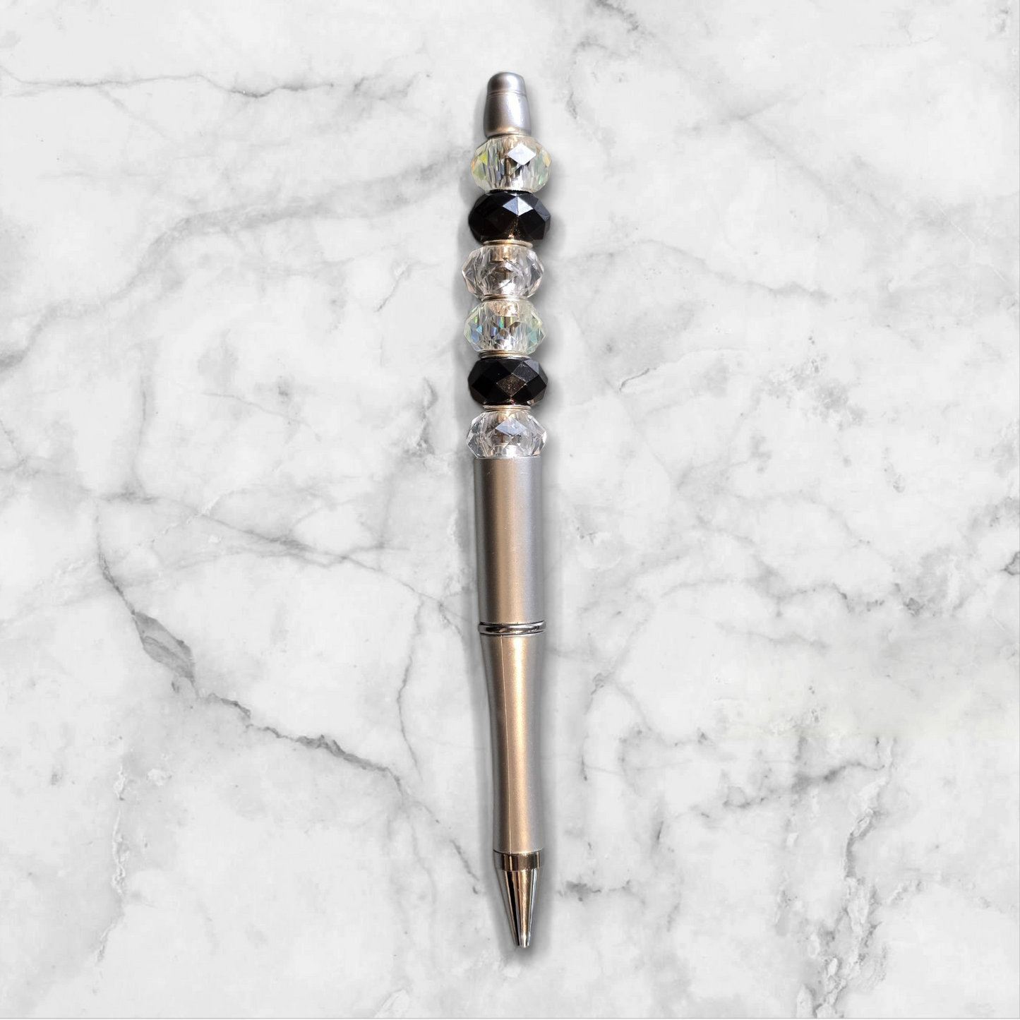 Beaded pens silver