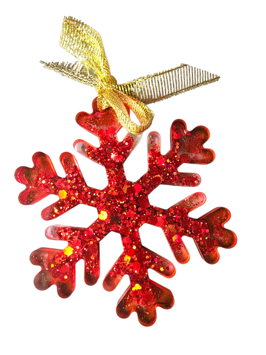 Christmas Snowflake set of 4 in red