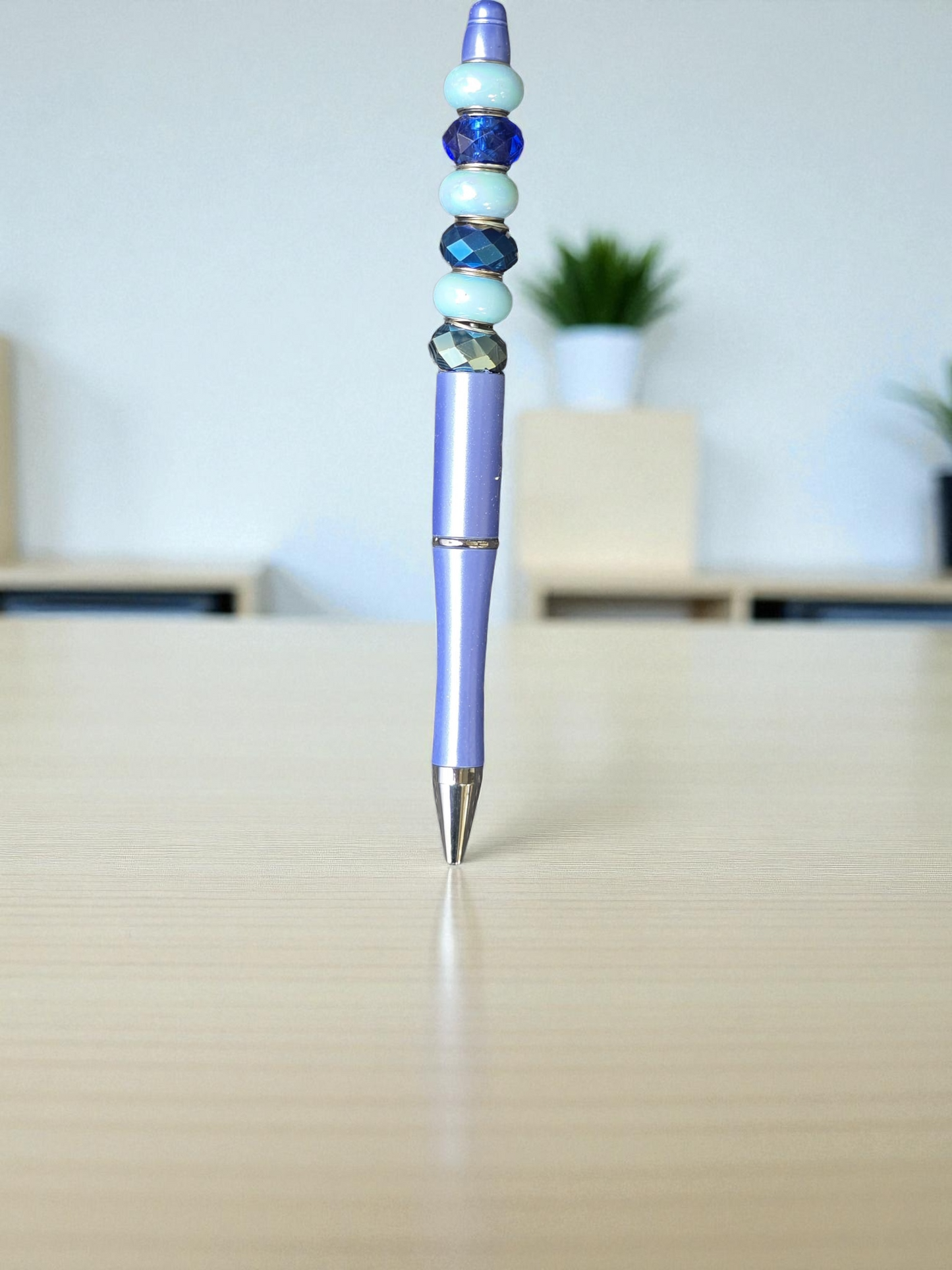 Beaded pen purple