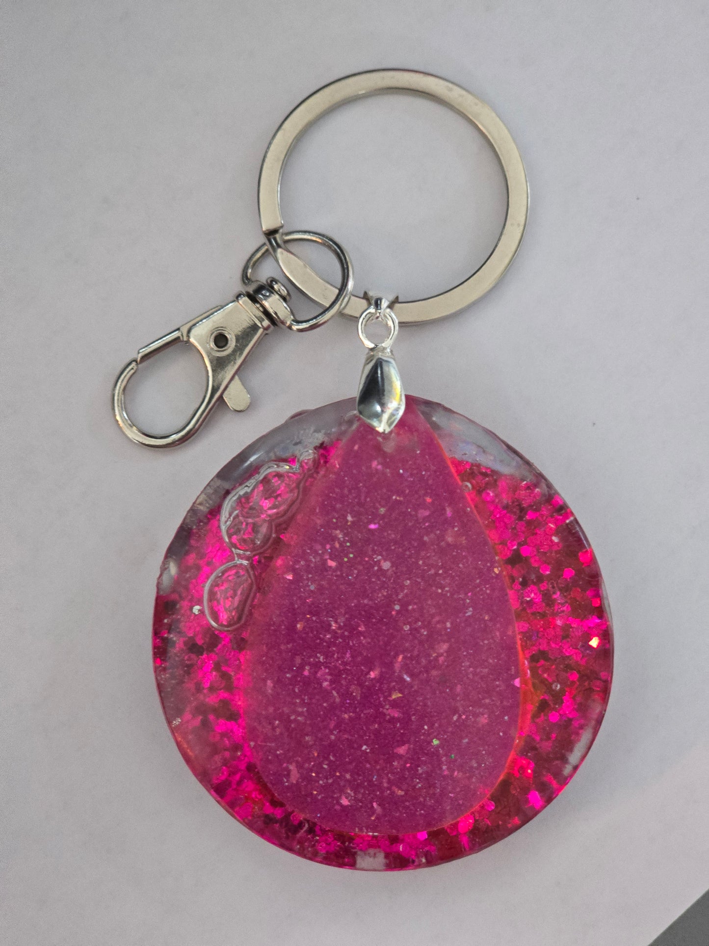 Keyring shocking pink glitter