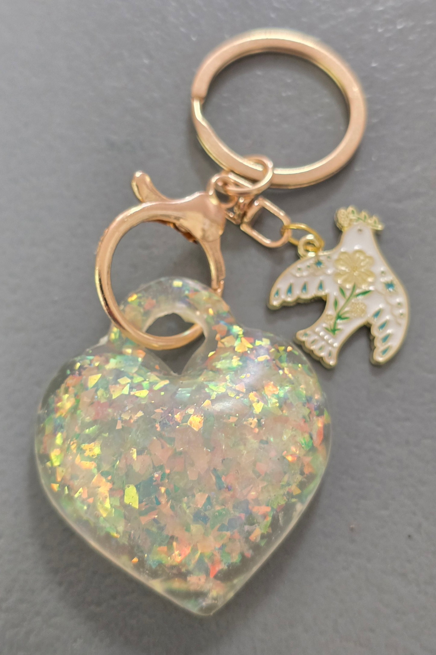 Puffy heart keyring sparkling
