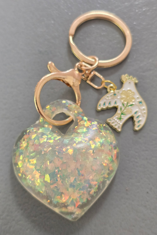 Puffy heart keyring sparkling